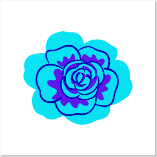 blue rose flower illustration Posters and Art